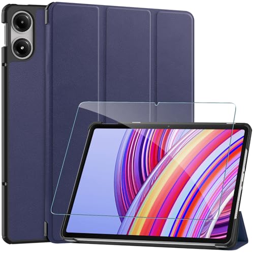 XunyLyee für Xiaomi Redmi Pad Pro Hülle 2024 (12.1 Zoll) Schutzhülle, Ultra Dünn mit Standfunktion PU Leder mit Schutzfolie - Blau von XunyLyee