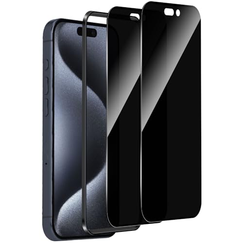 Xunzii 360° Sichtschutz Full Screen Schutzfolie für iPhone 15 Pro für Panzerglas, 9H Härte Anti-Spy Panzer Schutz Glas Folie, Privacy Displayschutz Schutzglas, Anti-Spähen Blickschutzfolie Panzerfolie von Xunzii