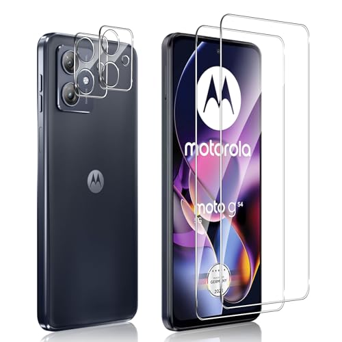 Xunzii Schutzfolie für Motorola Moto G54 5G für Panzerglas mit Kameraschutz [2+2 PCS], 0.33mm Ultra-Klar Folie, 9H Härte Displayschutzfolie, Anti-Kratzen Schutzglas, Anti-Bläschen Panzerfolie von Xunzii