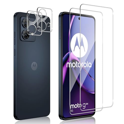 Xunzii Schutzfolie für Motorola Moto G84 5G für Panzerglas mit Kameraschutz [2+2 PCS], 0.33mm Ultra-Klar Folie, 9H Härte Displayschutzfolie, Anti-Kratzen Schutzglas, Anti-Bläschen Panzerfolie von Xunzii