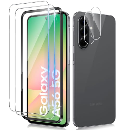 Xunzii Schutzfolie für Samsung Galaxy A56 5G für Panzerglas mit Kameraschutz [2+2 PCS], 9H Härte Displayschutzfolie Zubehör, 0.33mm Ultra-Klar Anti-Kratzen Schutzglas, Blasenfreie Folie von Xunzii