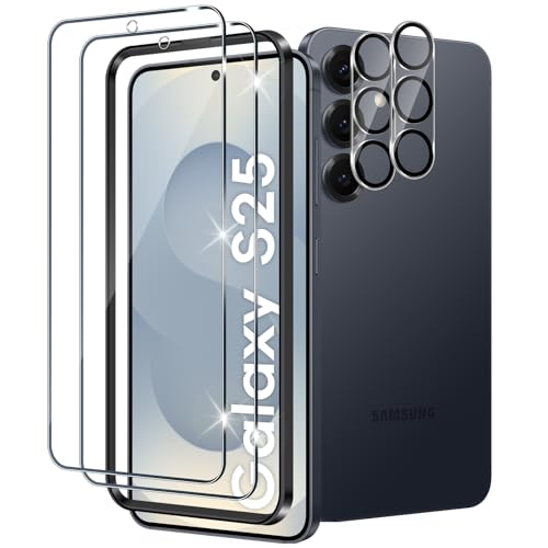 Xunzii Schutzfolie für Samsung Galaxy S25 5G für Panzerglas mit Kameraschutz [2+2 PCS], 0.33mm Ultra-Klar Folie, 9H Härte Displayschutzfolie, Anti-Kratzen Schutzglas, Anti-Bläschen Folie von Xunzii