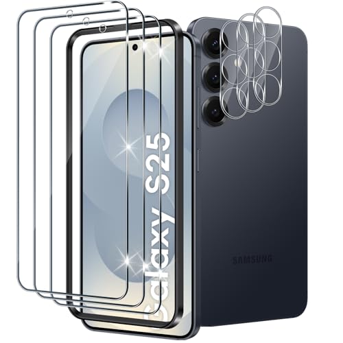Xunzii Schutzfolie für Samsung Galaxy S25 5G für Panzerglas mit Kameraschutz [3+3 PCS], 0.33mm Ultra-Klar Folie, 9H Härte Displayschutzfolie, Anti-Kratzen Schutzglas, Anti-Bläschen von Xunzii