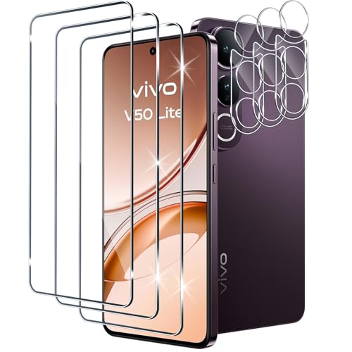 Xunzii Schutzfolie für VIVO V50 LITE 4G für Panzerglas mit Kameraschutz [3+3 PCS], 0.33mm Ultra-Klar Folie, 9H Härte Displayschutzfolie, Anti-Kratzen Schutzglas Panzerfolie von Xunzii
