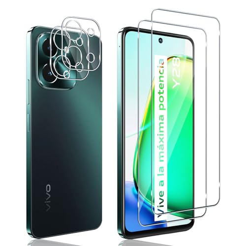 Xunzii Schutzfolie für Vivo Y28 4G für Panzerglas mit Kameraschutz [2+2 PCS], 0.33mm Ultra-Klar Folie, 9H Härte Displayschutzfolie, Anti-Kratzen Schutzglas, Anti-Bläschen Folie von Xunzii