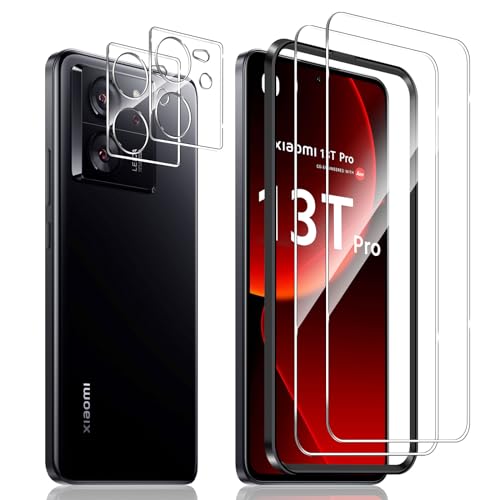 Xunzii Schutzfolie für Xiaomi 13T/Xiaomi 13T Pro für Panzerglas mit Kameraschutz [2+2 PCS], 0.33mm Ultra-Klar Folie, 9H Härte Displayschutzfolie, Anti-Kratzen Schutzglas, Anti-Bläschen Displayschutz von Xunzii