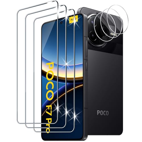 Xunzii Schutzfolie für Xiaomi Mi Poco F7 Ultra/Poco F7 Pro für Panzerglas mit Kameraschutz [3+3 PCS], 0.33mm Ultra-Klar Schutzglas Folie, 9H Härte Displayschutzfolie, Anti-Kratzen Hartglasfolie von Xunzii