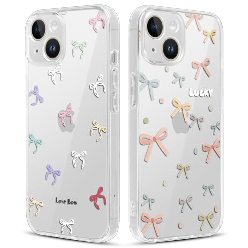 Xylota 2 Stück Handyhülle für iPhone 14/iPhone 13 6,1" Hülle, Durchsichtig Aesthetic Bunt Schleifen Bow Muster Case, Transparent Silikon Weich TPU + PC Stoßfeste Schutzhülle Mädchen Frauen Cover, 04 Xylota 2 Stück Handyhülle für iPhone 14/iPhone 13 6,1" Hülle, Durchsichtig Aesthetic Bunt Schleifen Bow Muster Case, Transparent Silikon Weich TPU + PC Stoßfeste Schutzhülle Mädchen Frauen Cover, 04 von Xylota