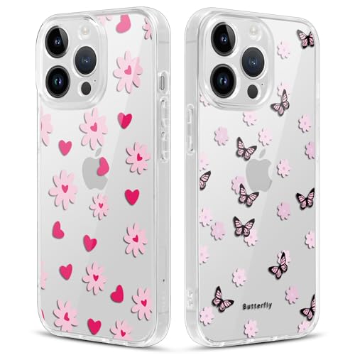 Xylota 2 Stück Handyhülle für iPhone 14 Pro Max 6,7" Hülle, Durchsichtig Aesthetic Blumen Schmetterlinge Muster Case, Transparent Silikon Weich TPU + PC Stoßfeste Schutzhülle Mädchen Frauen Cover,05 Xylota 2 Stück Handyhülle für iPhone 14 Pro Max 6,7" Hülle, Durchsichtig Aesthetic Blumen Schmetterlinge Muster Case, Transparent Silikon Weich TPU + PC Stoßfeste Schutzhülle Mädchen Frauen Cover,05 von Xylota