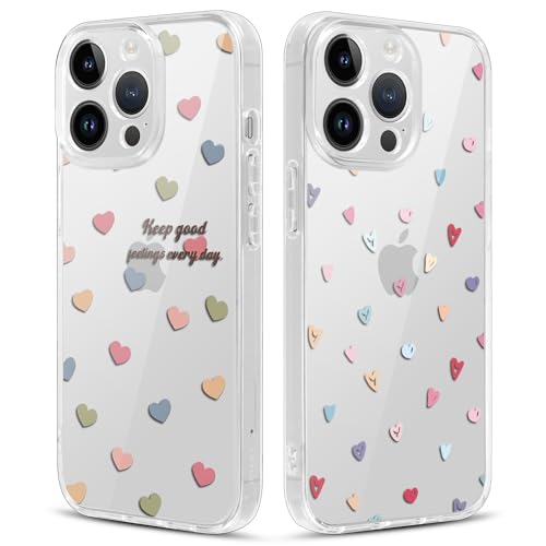 Xylota 2 Stück Handyhülle für iPhone 14 Pro Max 6,7" Hülle, Durchsichtig Aesthetic Bunt Herz Muster Case, Transparent Silikon Weich TPU + PC Stoßfeste Kratzfest Schutzhülle Mädchen Frauen Cover, 04 Xylota 2 Stück Handyhülle für iPhone 14 Pro Max 6,7" Hülle, Durchsichtig Aesthetic Bunt Herz Muster Case, Transparent Silikon Weich TPU + PC Stoßfeste Kratzfest Schutzhülle Mädchen Frauen Cover, 04 von Xylota