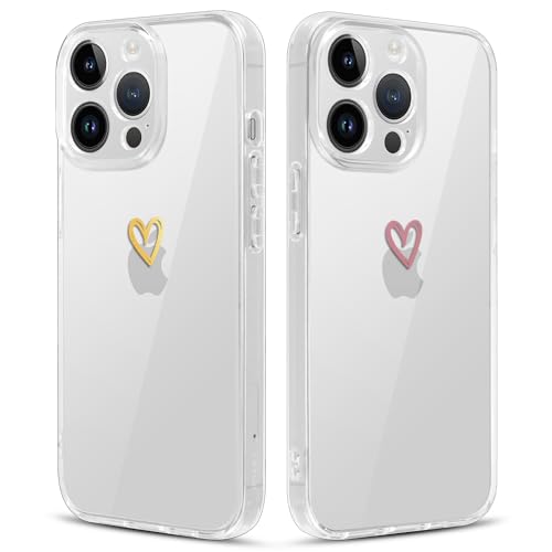 Xylota 2 Stück Handyhülle für iPhone 14 Pro Max 6,7" Hülle, Durchsichtig Aesthetic Herz Muster Case, Transparent Dünn Silikon Weich TPU + PC Stoßfeste Kratzfest Schutzhülle Mädchen Frauen Cover, 01 Xylota 2 Stück Handyhülle für iPhone 14 Pro Max 6,7" Hülle, Durchsichtig Aesthetic Herz Muster Case, Transparent Dünn Silikon Weich TPU + PC Stoßfeste Kratzfest Schutzhülle Mädchen Frauen Cover, 01 von Xylota