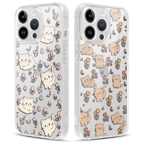 Xylota 2 Stück Handyhülle für iPhone 14 Pro Max 6,7" Hülle, Durchsichtig Niedliches Katze Muster Case, Transparent Dünn Silikon Weich TPU + PC Stoßfeste Kratzfest Schutzhülle Mädchen Frauen Cover Xylota 2 Stück Handyhülle für iPhone 14 Pro Max 6,7" Hülle, Durchsichtig Niedliches Katze Muster Case, Transparent Dünn Silikon Weich TPU + PC Stoßfeste Kratzfest Schutzhülle Mädchen Frauen Cover von Xylota