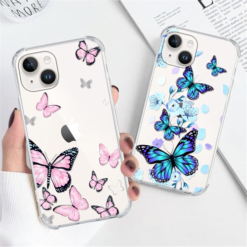 Xylota 2 Stück Handyhülle für iPhone 15 6,1" Hülle, Durchsichtig Aesthetic Schmetterling Muster Case, Transparent Dünn Silikon Weich TPU Stoßfeste Kratzfest Schutzhülle Frauen Mädchen Cover Xylota 2 Stück Handyhülle für iPhone 15 6,1" Hülle, Durchsichtig Aesthetic Schmetterling Muster Case, Transparent Dünn Silikon Weich TPU Stoßfeste Kratzfest Schutzhülle Frauen Mädchen Cover von Xylota