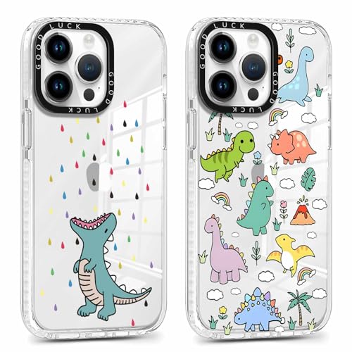 Xylota 2 Stück Handyhülle für iPhone 15 Pro Max 6,7" Hülle, Transparent Niedlich Case mit Dinosaurier Muster, Dünn TPU Bumper Weich Silikon Stoßfeste Kratzfest Schutzhülle Cover für iPhone 15 Pro Max von Xylota