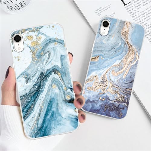 Xylota 2 Stück Handyhülle für iPhone XR 6,1" Hülle, Durchsichtig Aesthetic Marmor Muster Case, Transparent Weich Silikon Dünn TPU Stoßfeste Kratzfest Schutzhülle Frauen Mädchen Mode Cover, 01 von Xylota