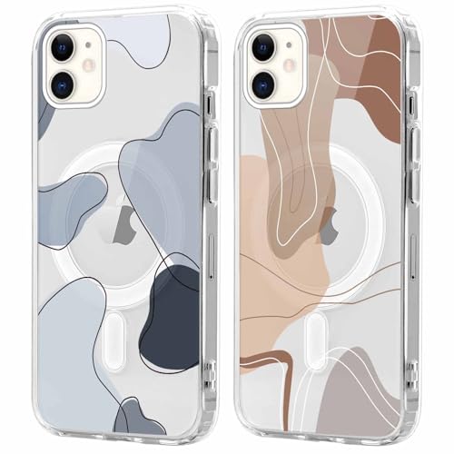Xylota 2 Stück Magnetisch Hülle für iPhone 11 6.1 '' [Kompatibel mit MagSafe], Mädchen Aesthetic Muster Design Klare Handyhülle, Transparent TPU Stoßfeste Schutzhülle für iPhone 11, Graffiti von Xylota