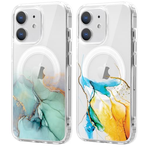 Xylota 2 Stück Magnetisch Hülle für iPhone 11 6.1 '' [Kompatibel mit MagSafe], Marmor Muster Mädchen Aesthetic Design Klare Handyhülle, TPU Stoßfeste Transparent Schutzhülle für iPhone 11 von Xylota