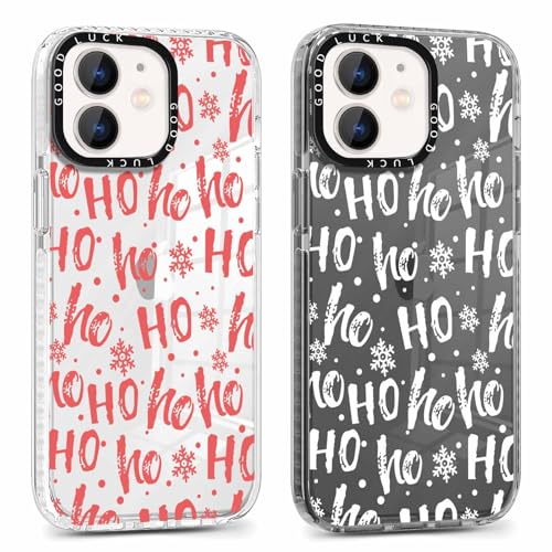 Xylota 2 Stück Weihnachten Handyhülle für iPhone 12 Mini 5,4" Hülle, Transparent Christmas Case mit Weihnachts Süß Muster Design, Durchsichtig Weich Silikon TPU Stoßfeste Mädchen Weihnach Schutzhülle von Xylota
