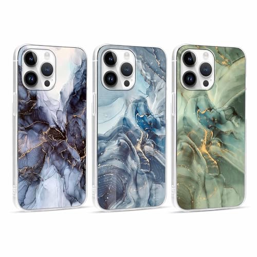 Xylota 3 Stück Handyhülle für iPhone 13 Pro 6,1" Hülle, Transparent Mode Case mit Aesthetic Marmor Muster, Weich Silikon Ultra Dünn TPU Stoßfeste Kratzfest Schutzhülle Cover für iPhone 13 Pro,01 von Xylota