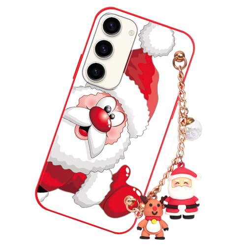 Xylota Christmas Handgelenk Handykette Hülle für Samsung Galaxy S23 5G 6,1", Handyhülle 3D Süßes Weihnachten Cute Motiv mit Kette, Silikon Stoßfest schutzhülle mit Handgelenk Kette, Weihnachtsmann01 von Xylota