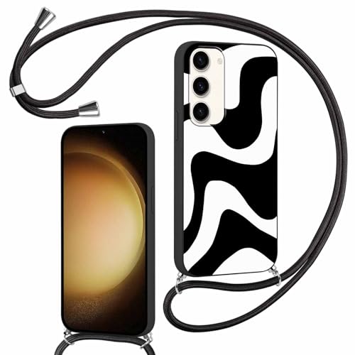 Xylota Handykette Handyhülle für Samsung Galaxy S23 5G 6,1" Hülle mit Band, Simple Wave Case mit Zebra Stripes Muster Wellen, Weich TPU Silikon Stoßfest Schutzhülle Cover zum Umhängen Kordel,Schwarz Xylota Handykette Handyhülle für Samsung Galaxy S23 5G 6,1" Hülle mit Band, Simple Wave Case mit Zebra Stripes Muster Wellen, Weich TPU Silikon Stoßfest Schutzhülle Cover zum Umhängen Kordel,Schwarz von Xylota