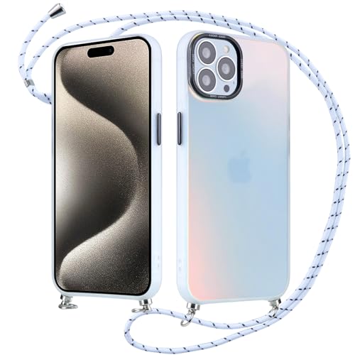 Xylota Handykette für iPhone 11 Pro MAX 6.5 '' Hülle mit Band, Bunt Matt Silikon Handyhülle Bumper Case mit Kette Kordel Schlüsselband, Stoßfeste Schutzhülle für iPhone 11 Pro MAX zum Umhängen, Weiß von Xylota