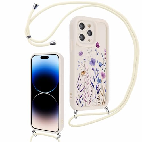 Xylota Handykette für iPhone 14 Pro Max 6,7'' Hülle mit Band, Aesthetic Muster Design Handyhülle mit Kette Kordel Schlüsselband, Mädchen Schutzhülle für iPhone 14 Pro Max zum Umhängen, Blume 03 Xylota Handykette für iPhone 14 Pro Max 6,7'' Hülle mit Band, Aesthetic Muster Design Handyhülle mit Kette Kordel Schlüsselband, Mädchen Schutzhülle für iPhone 14 Pro Max zum Umhängen, Blume 03 von Xylota
