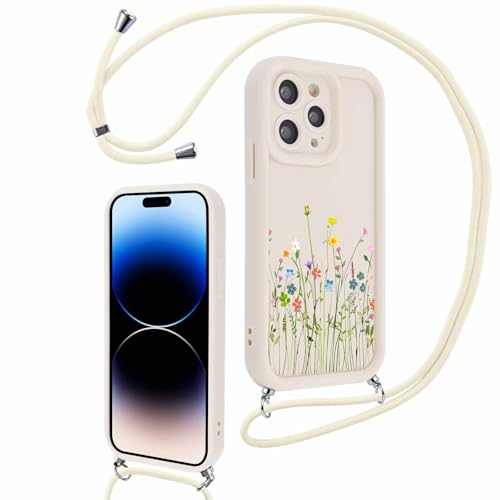 Xylota Handykette für iPhone 14 Pro Max 6,7'' Hülle mit Band, Aesthetic Muster Design Handyhülle mit Kette Kordel Schlüsselband, Mädchen Schutzhülle für iPhone 14 Pro Max zum Umhängen, Blume 04 Xylota Handykette für iPhone 14 Pro Max 6,7'' Hülle mit Band, Aesthetic Muster Design Handyhülle mit Kette Kordel Schlüsselband, Mädchen Schutzhülle für iPhone 14 Pro Max zum Umhängen, Blume 04 von Xylota