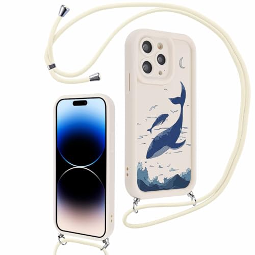 Xylota Handykette für iPhone 14 Pro Max 6,7'' Hülle mit Band, Silikon Aesthetic Muster Design Handyhülle mit Kette Kordel Schlüsselband, Mädchen Schutzhülle für iPhone 14 Pro Max zum Umhängen, Delfin Xylota Handykette für iPhone 14 Pro Max 6,7'' Hülle mit Band, Silikon Aesthetic Muster Design Handyhülle mit Kette Kordel Schlüsselband, Mädchen Schutzhülle für iPhone 14 Pro Max zum Umhängen, Delfin von Xylota