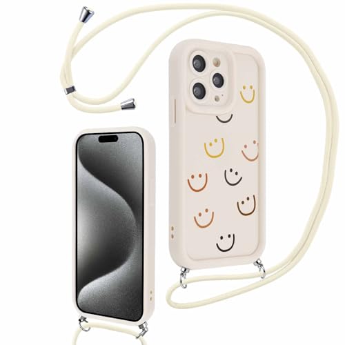 Xylota Handykette für iPhone 15 Pro 6,1'' Hülle mit Band, Silikon Aesthetic Muster Design Handyhülle mit Kette Kordel Schlüsselband, Stoßfeste Mädchen Schutzhülle für iPhone 15 Pro zum Umhängen,lachen Xylota Handykette für iPhone 15 Pro 6,1'' Hülle mit Band, Silikon Aesthetic Muster Design Handyhülle mit Kette Kordel Schlüsselband, Stoßfeste Mädchen Schutzhülle für iPhone 15 Pro zum Umhängen,lachen von Xylota