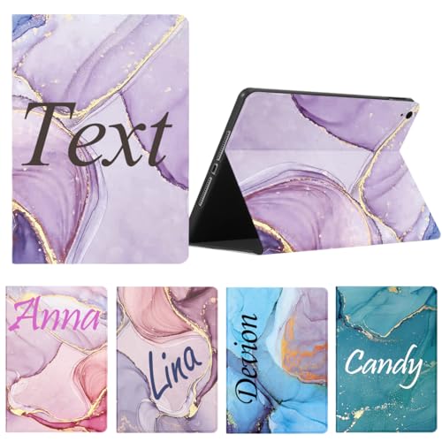 Xylota Personalisierte Hülle für Apple iPad 10 Generation 2022 10,9", Marmor Stoßfeste SchutzHülle mit Text Customized, Rücken Slim PU Leder Flip Smart Folio Tablet Cover mit Standfunktion von Xylota