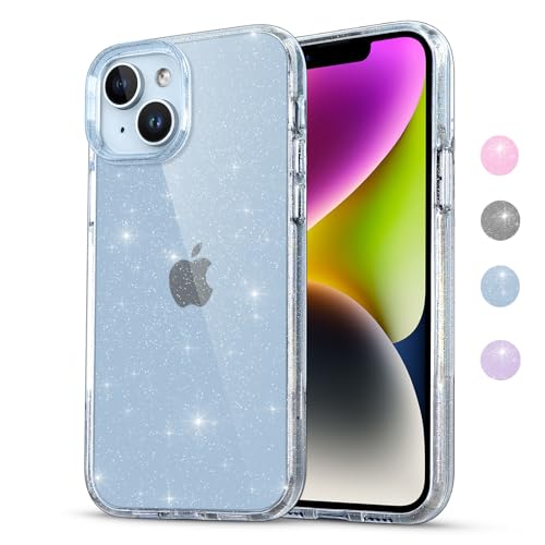 Xylota für iPhone 14/ iPhone 13 Hülle Glitzer 6.1",Durchsichtig Handyhülle mit Bling Glitter Motiv Aesthetic, Sparkle Silikon Weiche Stoßfest Schutzhülle Transparente Case für iPhone14/ iPhone13, Klar von Xylota