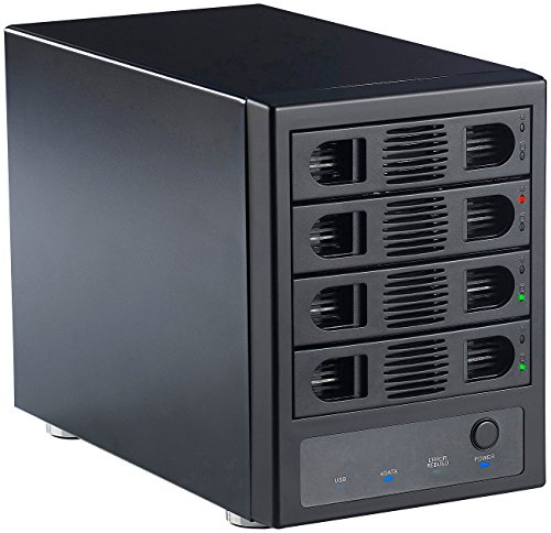 Xystec Festplattengehäuse: 4-Fach-Festplatten-Gehäuse für 3.5" & 2.5" (SATA), RAID, USB & eSATA (4 Fach Festplattengehäuse, Festplatten Rack, Externes Laufwerk) von Xystec