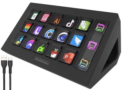 Xystec Software-Controller: Stream-Controller mit 15 LCD-Display-Tasten, Office & Gaming, schwarz (Monitor-Controller, Shortcut Controller, All in One PC) von Xystec