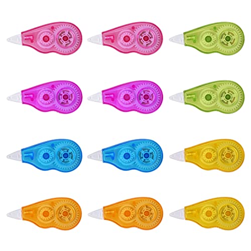 Xzeemo 12 Stück Korrekturroller Mini Pocket Mouse, 4 m x 5 mm Korrekturband, Mini Korrekturmaus, Korrekturroller Korrekturmaus Set, Mini Kompakt Korrekturband Roller für Büro Schule von Xzeemo