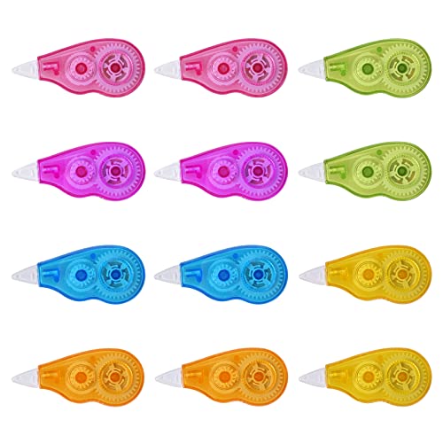 Xzeemo 12 Stück Mini Korrekturroller Pocket Mouse, 4 m x 5 mm Korrekturband, Korrekturmaus Set, Kompakt Roller für Büro Schule von Xzeemo