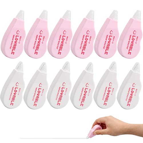 Xzeemo 12 Stück Mini Korrekturroller Pocket Mouse, 4 m x 5 mm Korrekturband, Korrekturmaus Set, Kompakt Roller für Büro Schule von Xzeemo