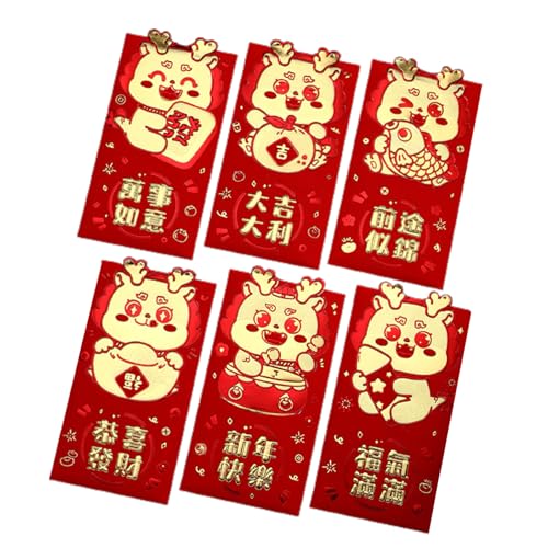 Chinesische Umschläge, 6 Stück, dekorative Geldtasche für besondere Feste, traditionelle Geldbörse/Glück, Hong Baos, dick und von Xzmzbxzb