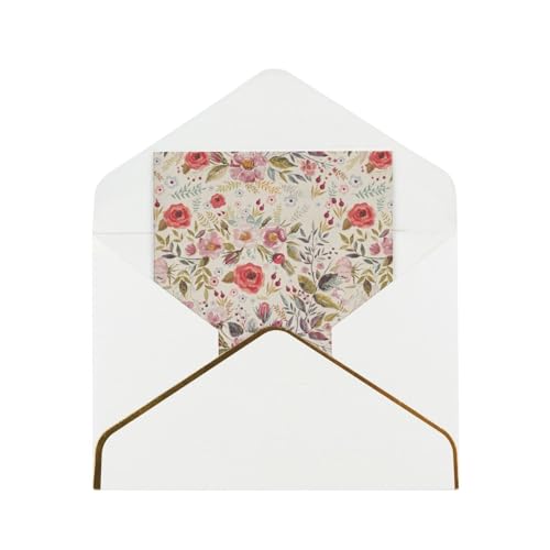Xzsxhe Blumen Blatt Druck Grußkarten mit Umschlägen Karten Set Einladungen Dankeskarten Weiß von Xzsxhe
