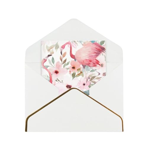 Xzsxhe Blumen mit Flamingo-Druck Grußkarten/Karten mit Umschlägen, Kartenset, Einladungen, Dankeskarten, Weiß von Xzsxhe