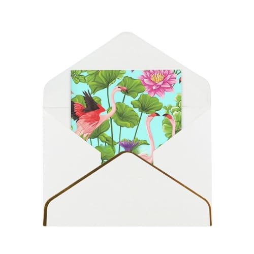 Xzsxhe Flamingo Love Flowers Print Grußkarten/Karten mit Umschlägen, Kartenset, Einladungen, Dankeskarten, Weiß von Xzsxhe