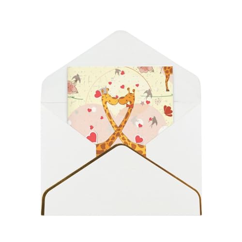 Xzsxhe Giraffe Herz Blume Schmetterling Druck Grußkarten Karten mit Umschlägen, Karten-Set, Einladungen, Dankeskarten von Xzsxhe