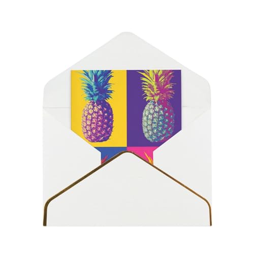 Xzsxhe Grußkarten/Karten mit buntem Ananas-Muster, mit Umschlägen, Karten-Set, Einladungen, Dankeskarten von Xzsxhe