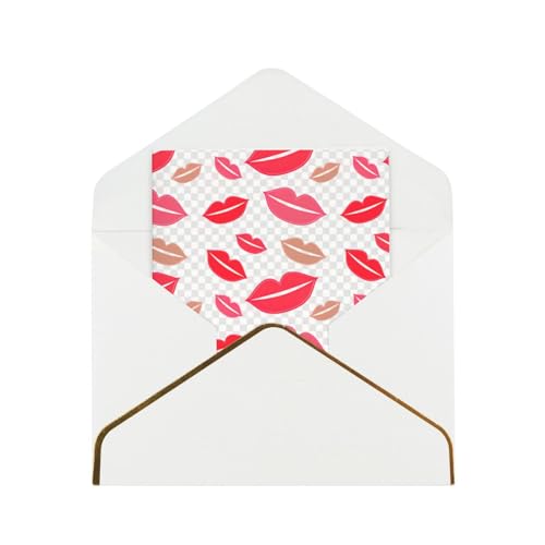 Xzsxhe Grußkarten mit Lippen-Aufdruck, mit Umschlägen, Kartenset, Einladungen, Dankeskarten, Weiß von Xzsxhe