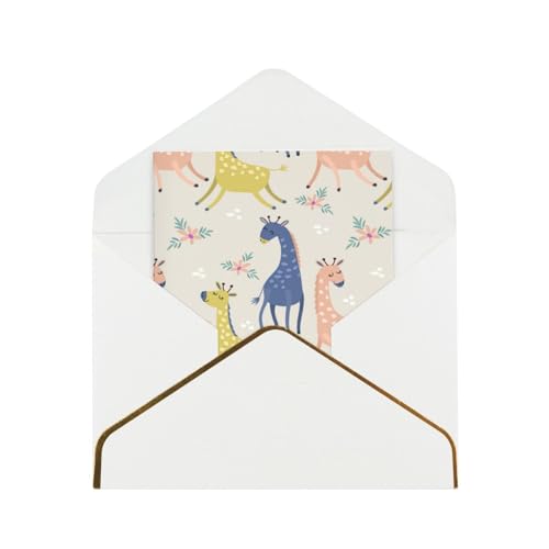 Xzsxhe Niedliche Giraffen-Druck-Grußkarten/Karten mit Umschlägen, Kartenset, Einladungen, Dankeskarten von Xzsxhe