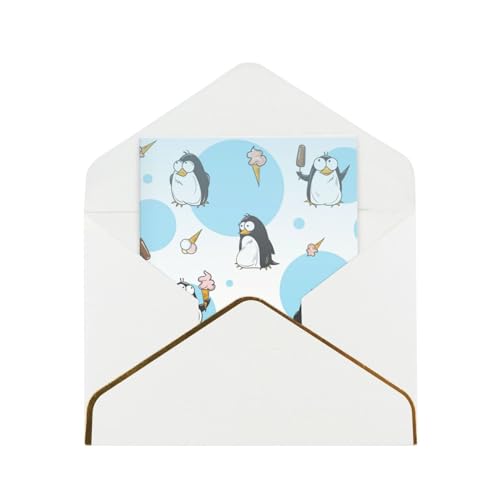 Xzsxhe Niedliche Pinguine Druck Grußkarten/Karten mit Umschlägen, Kartenset, Einladungen, Dankeskarten, Weiß von Xzsxhe