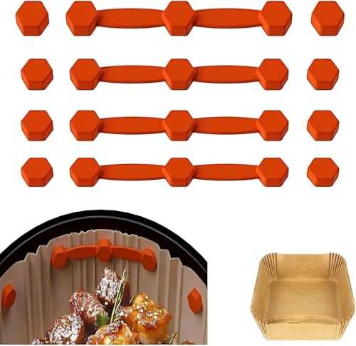 4 x Premium-Silikon-Magnetschnallen – hitzebeständige rutschfeste Pergament-Büroklammern, universelle rotbraune Befestigungsclips für alle Luftfritteusen-Modelle (13 x 4 x 2 cm) von Xzyden