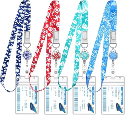 4 Stück Kreuzfahrt-Schlüsselband für Schiffskarten, einziehbare Ausweishalter, wasserdichte Ausweishalter, langlebige, verstellbare Umhängebänder, Cruise Essentials Zubehör für Reisen 4 Stück Kreuzfahrt-Schlüsselband für Schiffskarten, einziehbare Ausweishalter, wasserdichte Ausweishalter, langlebige, verstellbare Umhängebänder, Cruise Essentials Zubehör für Reisen von Xzyden