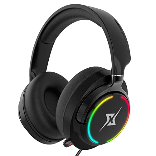 Y-YOPZI Gaming Headset, Headset mit Mikrofon 3D Surround Sound Headphones Noise Cancelling RGB Lights,Kompatibel mit PS4/PS5/Switch/Xbox/PC/Laptop/Mac, 21*20*6CM von Y-YOPZI