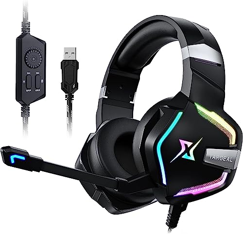 Y-YOPZI Gaming Headset für PS4/PS5/PC/Xbox/Nintendo Swit [2023 New] ch, PS4 Kopfhörer mit Kabel und RGB Licht, Stereo Surround Kopfhörer mit Mikrofon, Noise Cancelling Gamer Headphones von Y-YOPZI